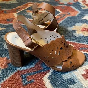 Cole Haan cognac three inch sandal